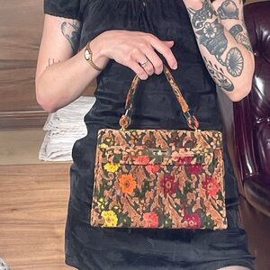 Vintage 70s Floral Tapestry Handbag by Cadin